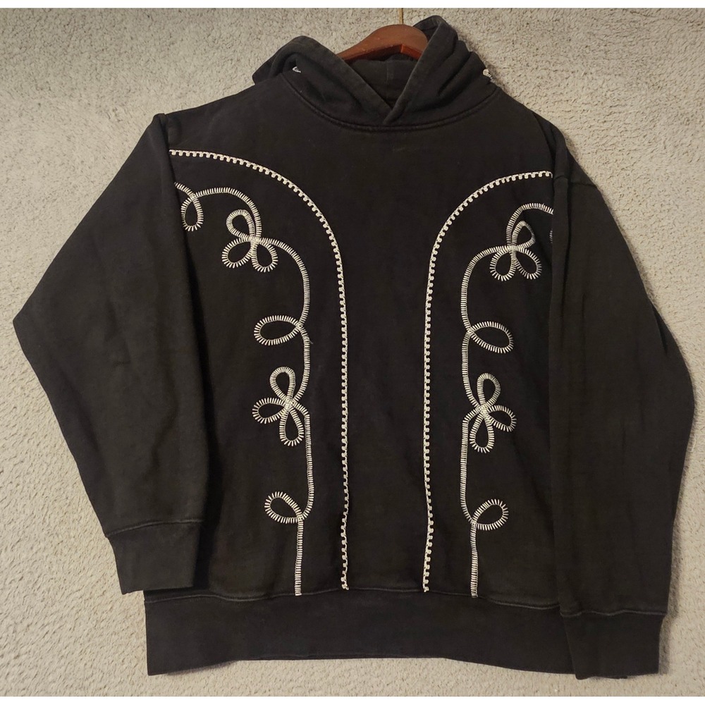 Market x H Bar C Mens Black Western Bolero Stitch Embroidered Hoodie Sz Large